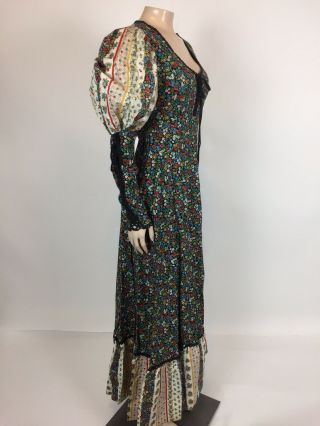 Vintage 1970 GUNNE SAX Jessica Boho Prairie Floral Festival Green Dress 11 XX7 7