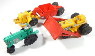 Auburn Rubber Co.  Toys Green Tractor W/farmer And Construction Front Loader Set
