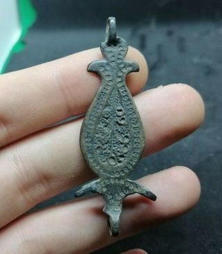 Ancient Celtic Bronze Amulet Pendant - Decorated - 100 Bc