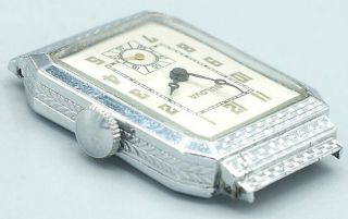 1927 Vintage BULOVA ART DECO SWISS MENS DRESS WATCH 14K WHITE GOLD FILLED 15J 6