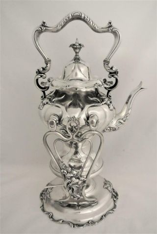 Victorian Derby Silver Co Art Nouveau Embossed Repousse Tilting Tipping Tea Pot