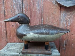 Antique Mason Canvasback Hen Decoy Glass - Eye Model Folk Art Paint