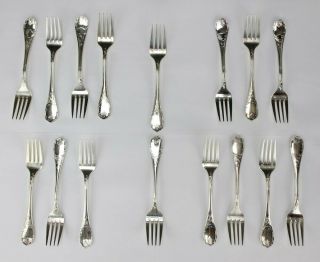 Retired Set 16 Signed Christofle France French Silver Plate Marly Salad Fork Kba