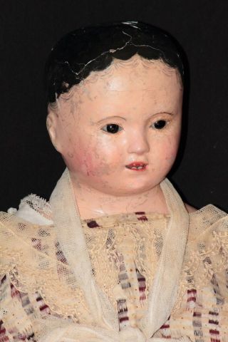 27 " French Andreas Voit Antique Doll With Black Pupiless Glass Eyes Papier - Mache