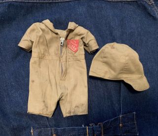 Vtg Buddy Lee Composition Doll Jiffy Coverall Hat Talon Hookless Zipper 20s 30s