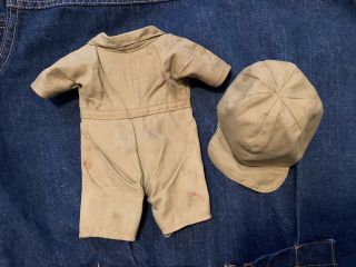 Vtg Buddy Lee Composition Doll Jiffy Coverall Hat Talon Hookless Zipper 20s 30s 2