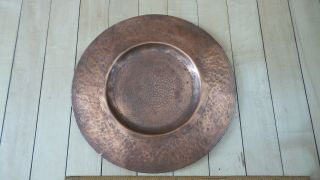 Vintage Hammered Coppered Plate,  Charger,  11 ",  Signed Bmk,  Mission,  Arts Crafts