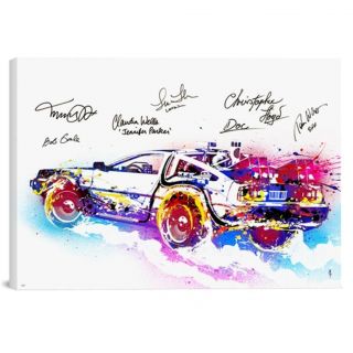 Back To The Future Giclee Canvas By Ferrari - Cast Signed - 30 " X42 " - New/rare/oop