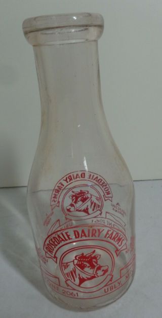 Scarce Vintage Ubly Michigan Rosedale Dairy Farms One Quart Milk Bottle