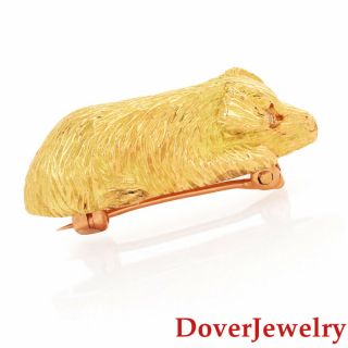 Estate Diamond 18K Yellow Gold Dog Puppy Pin 7.  9 Grams NR 3