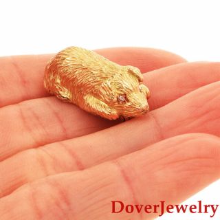 Estate Diamond 18K Yellow Gold Dog Puppy Pin 7.  9 Grams NR 7