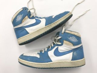 Vintage 1985 Nike Air Jordan 1 White Carolina Blue Men Sz 13 Shoes Hightop Og