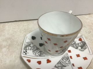 Poker Card Mini Tea Cup And Saucer Flower Style Handle Cup 2” Saucer 4 1/4” 3