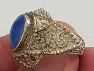 FANTASTIC VERY RARE MEDIEVAL SILVER RING RARE STONE.  8,  3 GR.  19,  5 MM 2