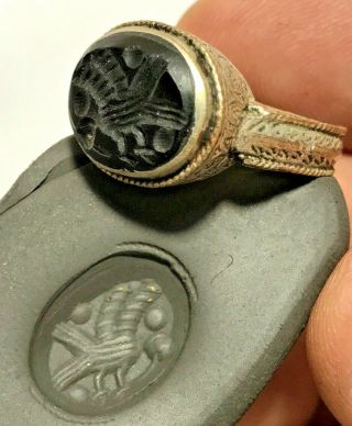 Late Medieval Silver Ring Seal 8.  1gr 30.  0mm (inner 21.  0mm)