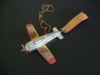 Vintage Tin Toy - Made In Japan,  Lithographed Airplane With British Flag