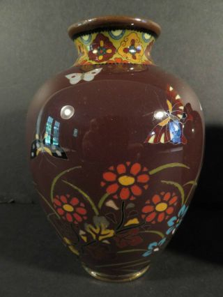 Japanese Taisho or Showa Cloisonne Pr Vases 4.  8 