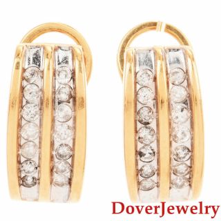Estate Diamond 14k Yellow Gold Cluster Earrings Nr