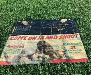 Vtg Remington Shooting Gallery Canvas Banner Kleanbore.  22 Ammo not Winchester 10