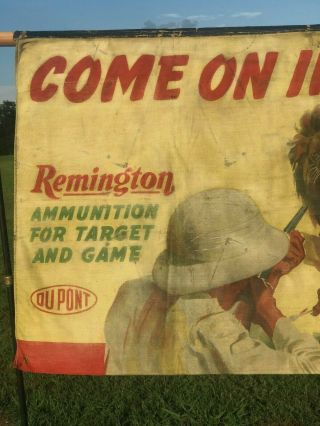 Vtg Remington Shooting Gallery Canvas Banner Kleanbore.  22 Ammo not Winchester 3