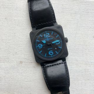 Rare Bell & Ross Br 03 - 92 Black Blue Swiss Luxury Wrist Watch For Men