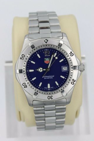 Tag Heuer 2000 Series Classic Professional WK1113 Watch Mens BLUE Crystal 12