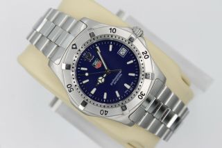 Tag Heuer 2000 Series Classic Professional Wk1113 Watch Mens Blue Crystal