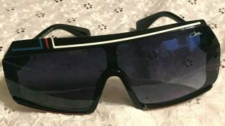 Vintage Cazal (bd4023) Sunglasses Black Frames W/gold Hinge Red White Blue Trim
