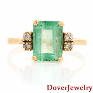 Estate Diamond Emerald 14k Yellow Gold Ring Nr