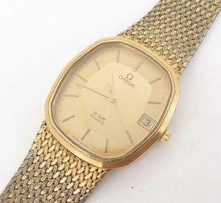 Vintage Omega De Ville Gold Plated Mens Quartz Watch 192 060 Fixer $1 No Res