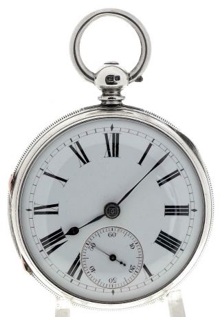 Solid Sterling Silver English Fusee Lever Pocket Watch 1876 Cleaned &