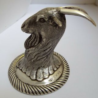 Ultra Rare English Antique 1908 Sterling Silver Novelty Rams Head Pepper