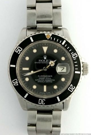 Rolex Submariner Oyster Perpetual Date Mens Vintage Stainless Steel Watch 4