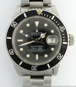 Rolex Submariner Oyster Perpetual Date Mens Vintage Stainless Steel Watch 5