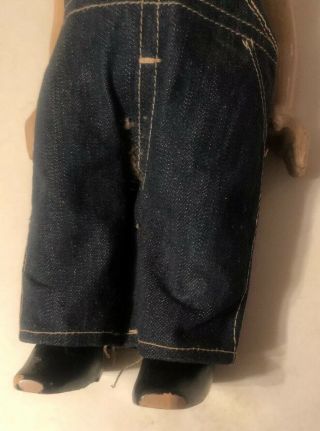 Vintage 13” Buddy Lee Hard Plastic Doll W/overalls. 4