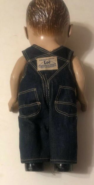 Vintage 13” Buddy Lee Hard Plastic Doll W/overalls. 8