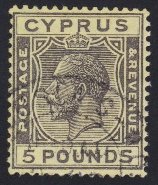 Cyprus 1924 Rare £5 Vf Stamp.