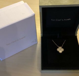 Van Cleef & Arpels Vintage Alhambra Mother Of Pearl Necklace Diamond Necklace