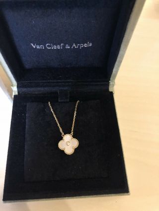 Van Cleef & Arpels Vintage Alhambra Mother Of Pearl Necklace Diamond Necklace 2