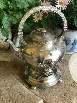 Antique Gorham Silver Sterling Tea Kettle With Stand
