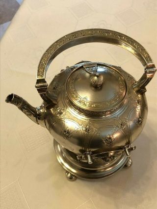 Antique Gorham Silver Sterling Tea Kettle With Stand 4