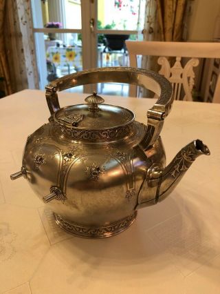 Antique Gorham Silver Sterling Tea Kettle With Stand 8