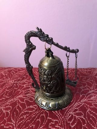 Unusual Chinese Bell Brass Dragon Bell / Chime Great Sound 4 3/4 Inches