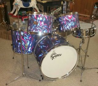 Gretsch Drums.  Peacock Satin Flame Vintage Kit - Excludes Snare And Hardware
