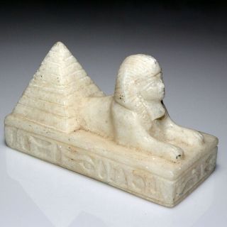 Very Rare Egyptian 100 Bc 400 Ad White Crystal Stone Sphink Piramit Ornament