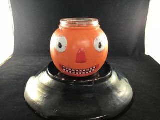 Rare Vintage Glass Halloween Pumpkin