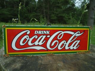 Vintage Drink Coca - Cola Porcelain Gas Station Sign