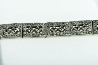 Vintage Engel Brothers Art Deco Sterling Silver Rhinestone Bracelet 7.  5” 30g 6