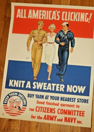 Vintage Wwii Us Propaganda Poster All America 