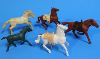 Marx (miscellaneous Horses With Saddles) Play Set Parts Accessory Army Union